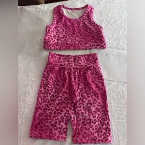New Pink Practice Wear Animal Print 6/7 Gymnastics Dance Cheer